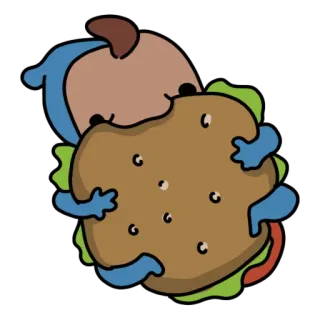 🍔 a34936fe 만화, 버거, 샌드위치, 음식, 귀여운, 훈훈한 telegram sticker