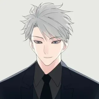 🕸 51fce1c4 アニメ, キャラクター, 男性, スーツ, 白髪, ポートレート telegram sticker