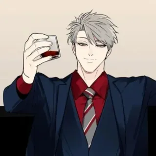 🕸 9830df43 男, スーツ, 飲み物, アニメ, キャラクター, 男性, ワイン telegram sticker