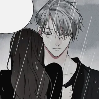 🕸 b593d357 男性, ハグ, 雨, カップル, 愛, 悲しい telegram sticker