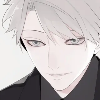 🍶 81630e0a 애니메이션 스타일, 남자, 인물 사진, 흰 머리, 정장 telegram sticker