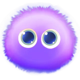 💜 080dfa03 紫色, 可爱, 毛茸茸, 球, 眼睛, 卡通, 角色 telegram sticker