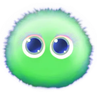 💚 5889e0fc 可爱, 卡通, 眼睛, 毛茸茸, 绿色 telegram sticker