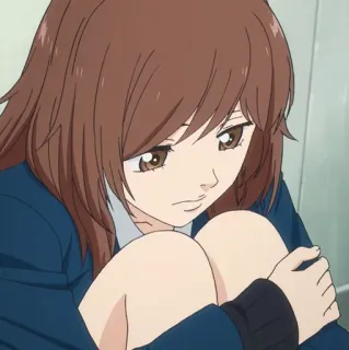 🥡 03a8d2fb Anime, Dziewczyna, Smutny, Mundur szkolny, Kreskówka, Emocjonalny telegram sticker