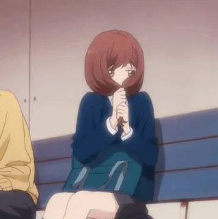 🥡 0cee44d1 anime, dziewczyna, smutny, mundurek szkolny telegram sticker