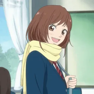 🥡 34682d32 Anime, Szkoła, Dziewczyna, Uśmiechnięta, Mundur, Szalik telegram sticker