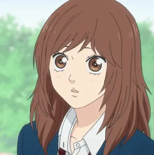 🥡 4a9e8d2f anime, dziewczyna, mundurek szkolny, brązowe włosy, postać telegram sticker