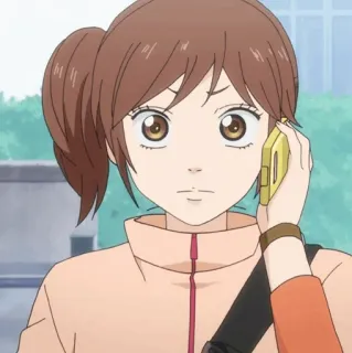 🥡 9585d9eb anime, dziewczyna, telefon, portret telegram sticker