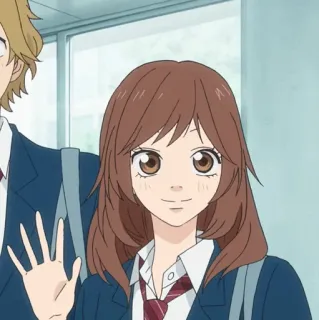 🥡 b5139507 Anime, Mundur szkolny, Dziewczyna, Machająca telegram sticker