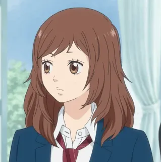 🥡 d345d60a Anime, Dziewczyna, Mundur szkolny, Brązowe włosy, Postać telegram sticker