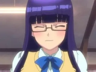 🥵 27111214 anime, girl, glasses, purple hair, blush, character whatsapp sticker