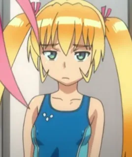 😒 ef69233d anime, girl, swimsuit, blonde, pout whatsapp sticker