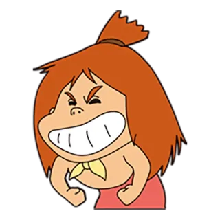 😆 cb9e0447 卡通, 动漫, 生气, 女孩, 强壮, 角色 whatsapp sticker