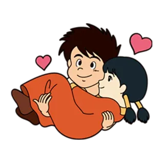 😍 df127b49 卡通, 爱, 情侣, 爱心, 浪漫, 喜爱, 动画, 甜 whatsapp sticker