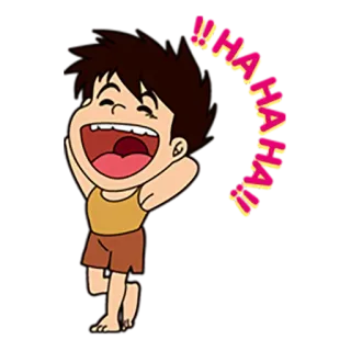 😝 e6ad47f3 HAHAHA! 卡通, 笑, 快乐, 男孩 whatsapp sticker