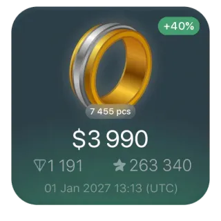 💍 4369099a +40%
7 455 pcs
$3 990
1191
★263 340
01 Jan 2027 13:13 (UTC) bague, or, bijoux, prix, vente, argent telegram sticker