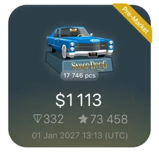 🎁 aede4331 Snoop Dogg SNOOP DOGG voiture, collection, snoop dogg, art numérique telegram sticker