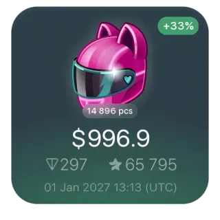 🪖 fe349ce7 +33%
14 896 pcs
$996.9
▼29765 795
01 Jan 2027 13:13 (UTC) telegram sticker