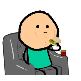😐 6d1624d5 hoạt hình, Cyanide and Happiness, ăn, bánh mì sandwich, ghế, thư giãn telegram sticker