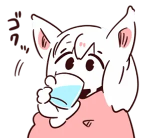 🤔 21a45f6b ごくっ anime, drinking, cute, cat, glass, kawaii, gulp telegram sticker