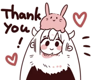 😃 bbf10381 Thank You! thank you, anime, kawaii, rabbit, cute telegram sticker