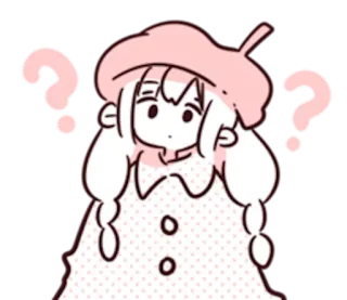❓ 1d4f3cf6 pertanyaan, kawaii, lucu, bingung, merah muda, anime, tanda tanya telegram sticker