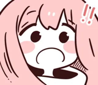 😮 32636cb2 Anime, Kawaii, Lucu, Kaget, Terkejut, Rambut merah muda, Ekspresi, Kartun telegram sticker