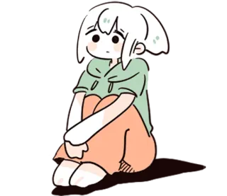 🙁 0eeec48f Anime, Triste, Solo, Dibujo animado, Ilustración, Lindo telegram sticker