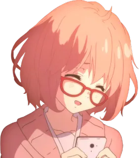 😀 1b8d5e96 アニメ, 女の子, 眼鏡, 可愛い, 電話, 漫画, ステッカー whatsapp sticker