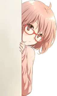 😶 98bcccb8 アニメ, 可愛い, 女の子, 覗き見 whatsapp sticker