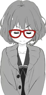 😔 ade9773e アニメ, キャラクター, メガネ, 女の子 whatsapp sticker