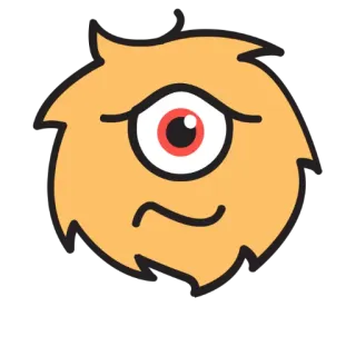 🙁 34d18d40 괴물, 외눈, 주황색, 털복숭이, 만화, 귀여운, 생물, 기발한 telegram sticker