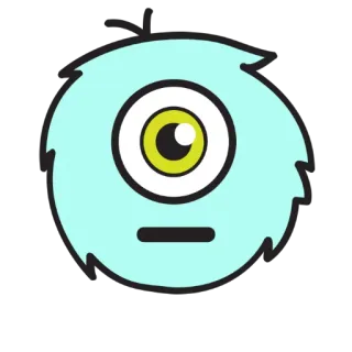 😐 484ca3a5 괴물, 만화, 눈, 귀여운, 외눈, 복슬복슬한 telegram sticker