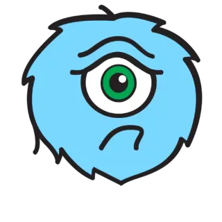 ☹ b9ac7e28 괴물, 만화, 외눈, 파란색, 귀여운, 스티커, 털복숭이 telegram sticker