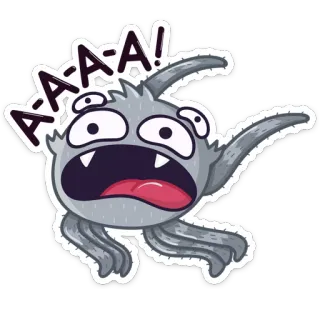 😱 72f1c07e AAAA! monster, teriakan, ketakutan, kartun, stiker, abu-abu, mata, mulut whatsapp sticker