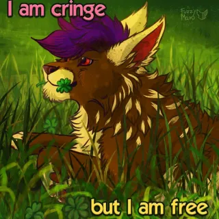 👍 180ce255 I am cringe but I am free cringe, gratis, lupo, quadrifoglio, meme, divertente telegram sticker