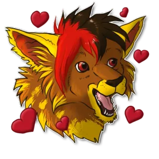 ❤ 21118bd9 Furry, Animale, Cartone animato, Felice, Cuori, Carino, Sticker telegram sticker