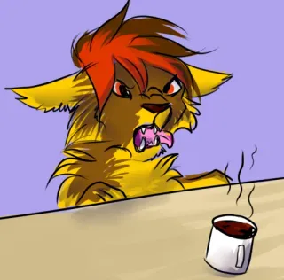 😫 5c2c07b0 Furry, Antropomorfo, Cartone animato, Animale, Caffè, Arrabbiato, Illustrazione telegram sticker