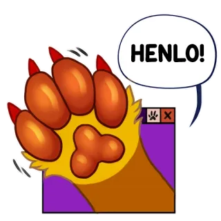 ✋ 76916b5d HENLO! animale, zampa, ciao, saluto, cartone animato, furry, antropomorfo telegram sticker
