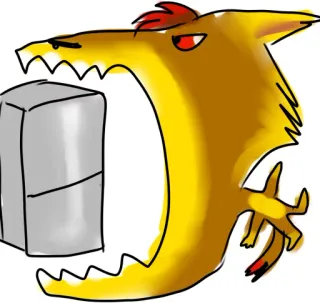 😝 bfc9c7dc mostro, animale, cartone animato, creatura, giallo, animale, zanne telegram sticker