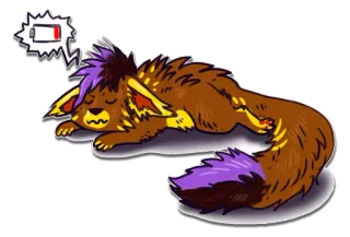 😴 d7178525 animale, volpe, assonnato, stanco, batteria, batteria scarica telegram sticker