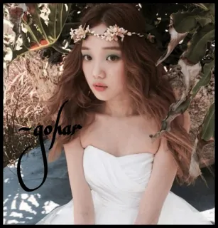 💋 46b3b1ea gohar wanita, potret, gadis, gaun, mahkota bunga telegram sticker