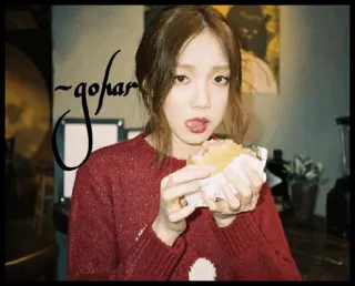 🥀 4e3e0684 gohar wanita, makanan, potret, makan, gadis telegram sticker