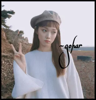 💋 4e775670 gohar wanita, baret, simbol perdamaian, potret, orang, imut, mode, gaya telegram sticker