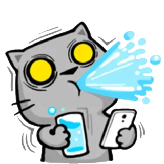 😳 32d6ae29 Katze, Wasser, Handy, Ausdruck, Cartoon telegram sticker