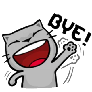 👋 86a3cc4a BYE! Katze, winkend, Abschied, Tschüss, Tschau, Cartoon, Tier telegram sticker