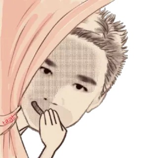 😜 e557910e taat 偷看, 人物, 肖像, 绘画, 卡通, 脸 telegram sticker