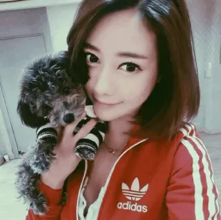 🐾 c0b682c7 mulher, cão, animal de estimação, retrato, moda, menina telegram sticker