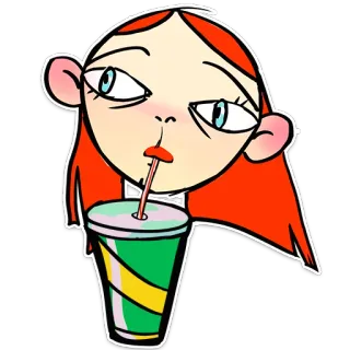 🥤 98917747 女性, 飲み物, ソーダ, 漫画, 赤い髪, イラスト, ステッカー telegram sticker