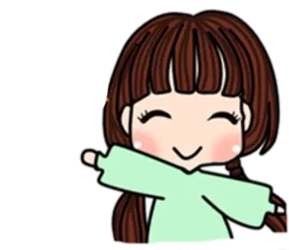 🐣 61b86e64 hoạt hình, cô gái, nụ cười, tóc bện, dễ thương telegram sticker